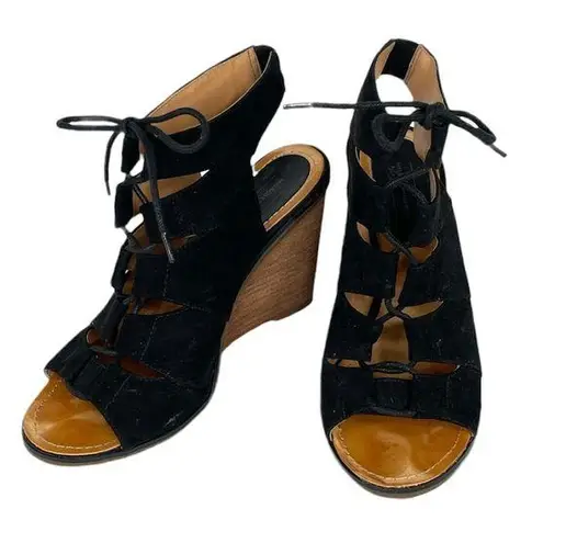 Melrose and Market  Calista Wedge Sandals, Black, Brown, 8.5