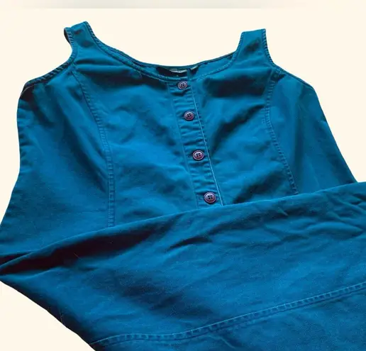 Vintage “Racing Green” Blue Button Down Midi Dress