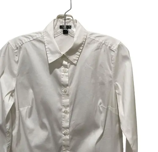 Ann Taylor  Collared Button Down Long Sleeve Top White Size 4 Business Casual