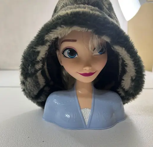 VTG Uniqu Faux Fur Bucket Hat Plaid Pattern Winter Warm Earflap Style Gray