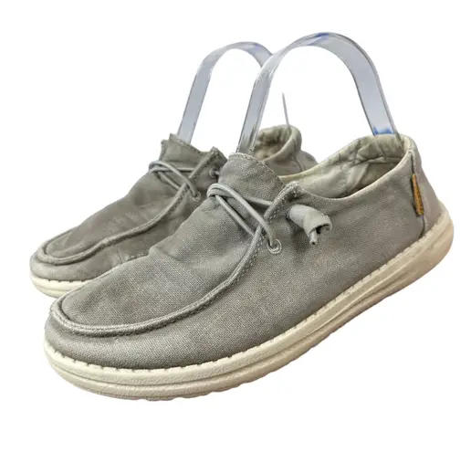 Hey Dude Wendy Chambray Light Grey Slip On Shoe Women's Size 6