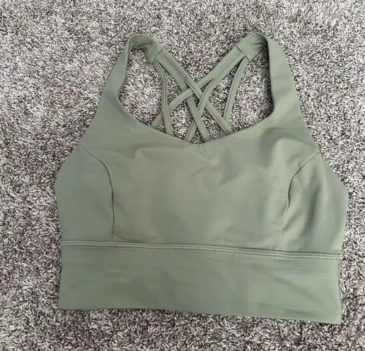 Lululemon  Free To Be Serene Sports Bra Longline Sage Green Size 6 Gym Strappy