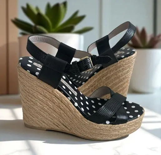 Marc by Marc Jacobs Black Leather Espadrilles Wedges Size 6