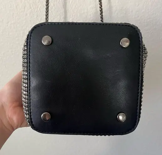 Madison West Silver Rhinestone Bucket/Crossbody Bag One Size