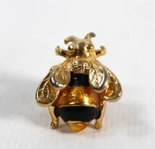 Vintage 1990s Gold Tone Metal Bumblebee Bee Brooch Pin