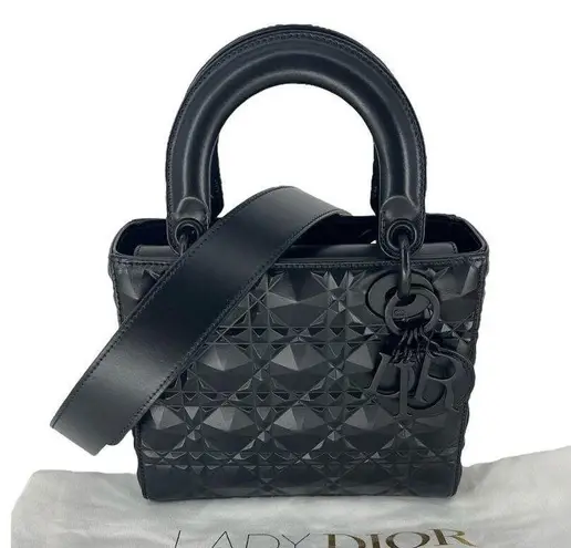 Christian Dior Dior My ABCDior Lady Dior Bag Diamond Motif Cannage Calfskin Small - Black