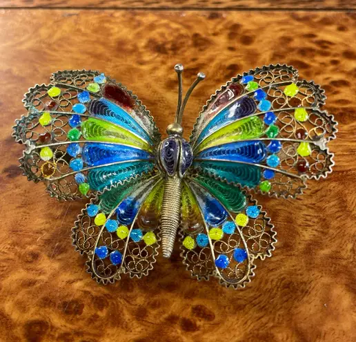 Vintage Colorful Enamel Butterfly Brooch / Pin