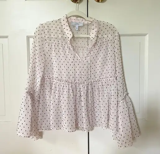Libby Edelman Light Pink Blouse With Black Detailing