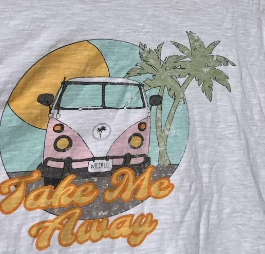 Wildfox  Take Me Away White Short Sleeve Graphic Tee Women's Small