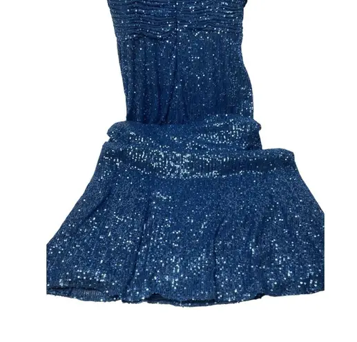 Basix Black Label Blue Sequin Keyhole Column Gown 4