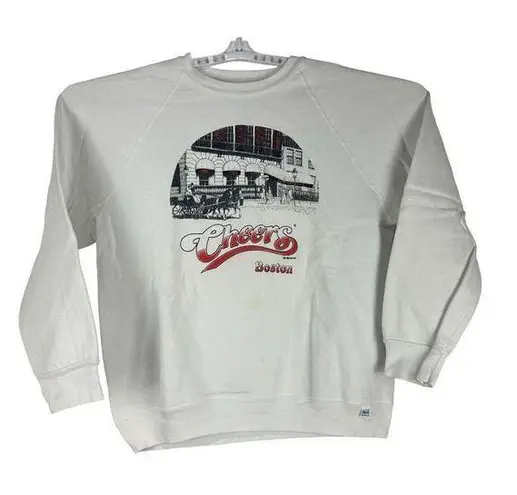 The Bar Discus Athletics Women's Vintage Cheers Boston Sweatshirt Size L White