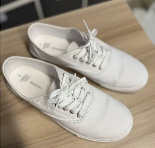 Time & Tru Classic White Canvas Keds Style Sneakers Size 9