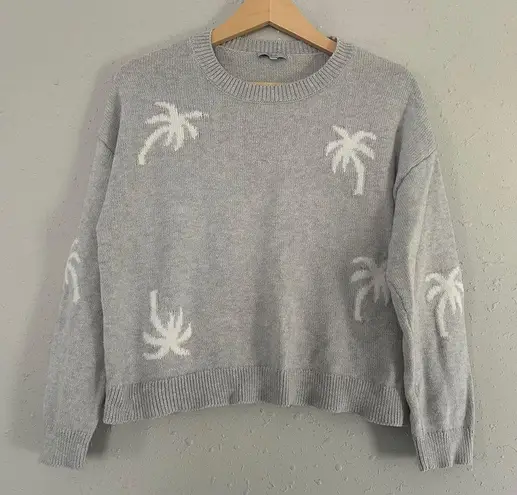 Rails Perci Heather Grey Palms Crew Neck Sweater Casual Neutral Comfy Medium