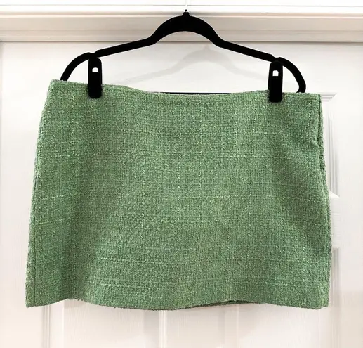 Mango NWT  MNG Tweed Mini Skirt Green sz XL