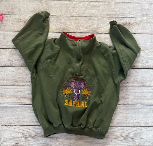 Harry Rosen olive green elephant safari quarter zip sweatshirt size large