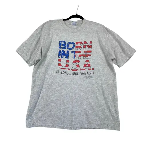 Vintage Shoebox Greetings Born in the USA Graphic Tee XL Made in USA 90s Gray