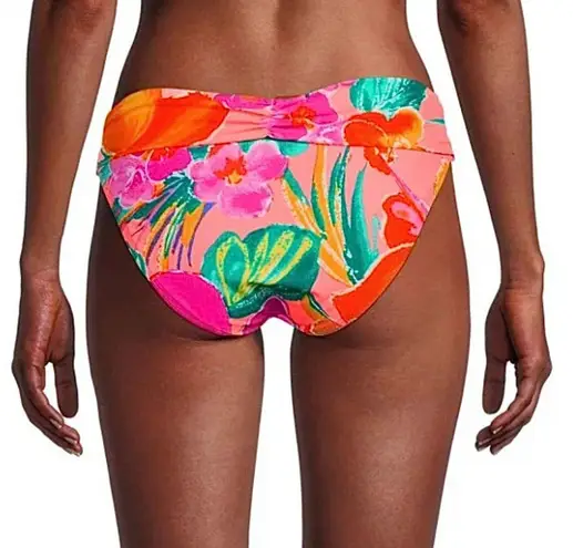 La Blanca 'Isla' Shirred-Band Bikini Bottom in Hot Coral