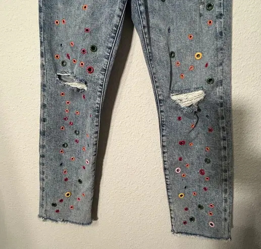AO.LA Alice + Olivia Whimsical Grommet Jean Sz 28 Indie High Rise MSRP $495.00 Blue