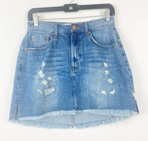 One Teaspoon ONE X  Denim Skirt 2020 Mini High Waist Denim Skirt Revolve 27