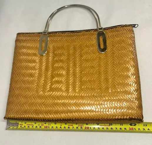 Vintage Rattan Yellow Vintage Handbag Purse Tote