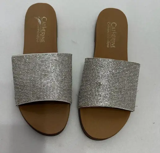 Catherine Malandrino Sparkly Bling Faux Crystal Slides Sandals Size 8 NEW