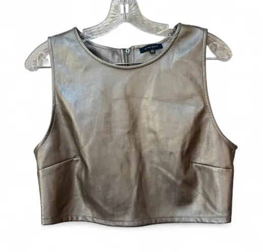 Kirious Faux Leather Crop Tank Top XL Silver