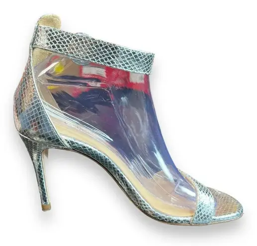 L'Agence Women's US 8.5/EU 39 Embossed Leather Gisele Sandal In Silver