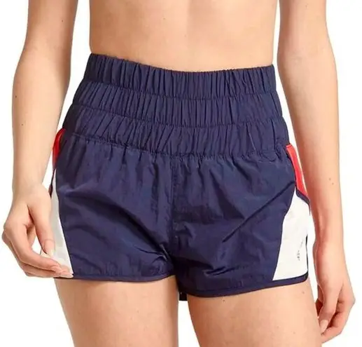 Free People Movement  The Way Home High Waisted Athletic Navy Red Shorts Large