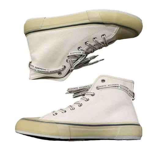 ALLSAINTS Size 9 Women's Jaxal Canvas High Top Sneakers White New In Box NEW