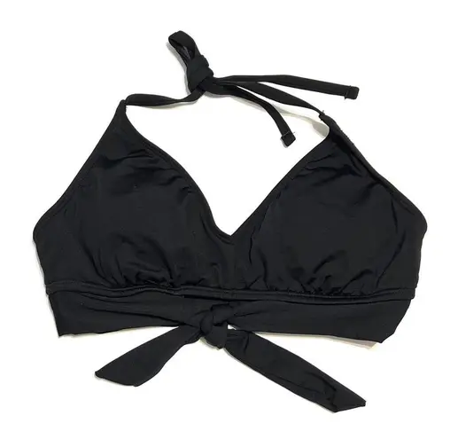 Kona Sol Tie Front Halter Bralette Bikini Top Black NWOT S