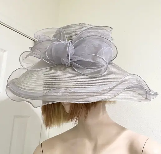 Vintage GIOVANNIO NY “Truly” Gray Wide Brim Dress Hat Derby Fascinator Hat