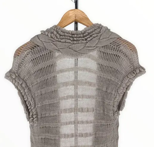 Rebecca Taylor Grey Chunky Cap Sleeve Open Knit Cardigan Sweater Wool Mohair XS