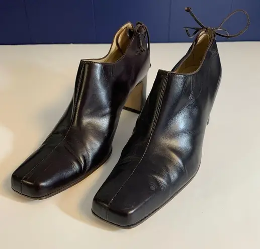 Bottega Veneta Brown Leather Heel Lace Ankle Shoes Boots Size 10