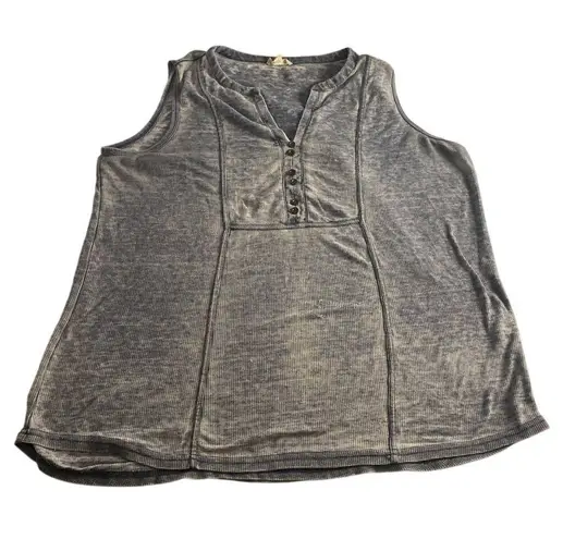 Jane and Delancey Casual Washed Gray Henley Sleeveless Tank Top June and Delancey Women’s XL