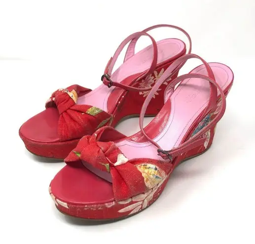 via spiga fabric ankle strap wedge sandals, Italy, size 9