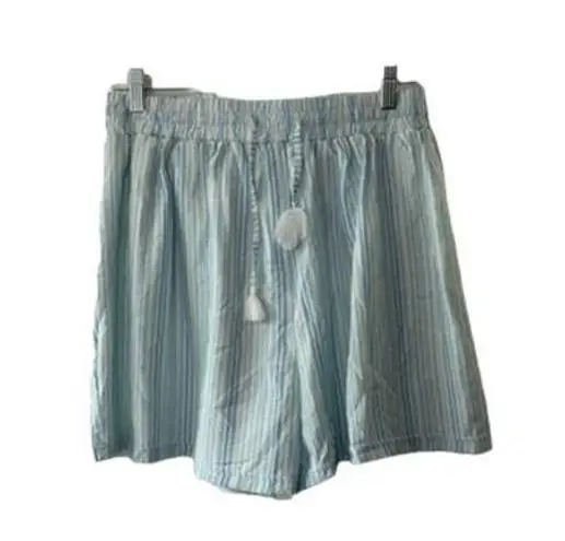 BCBGeneration  Blue & White Striped High-Waisted Tassel Shorts Sz Medium NEW