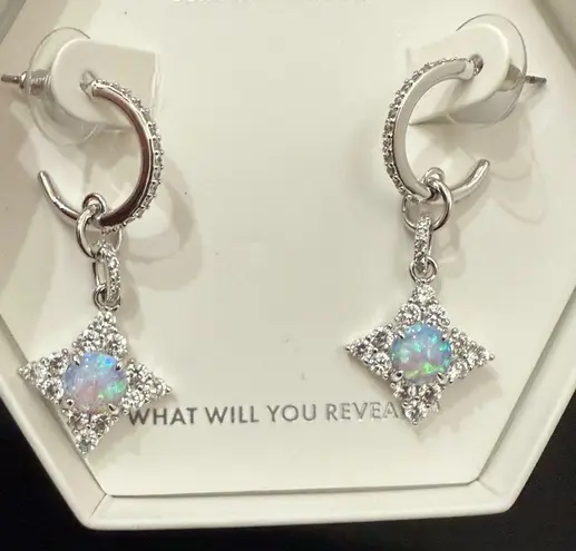 BOMB PARTY Oct 2024 Bday Collection “She Turns Heads” Rhodium Fire Opal Earrings Blue