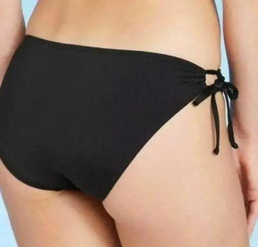 Kona Sol  Medium Coverage Side Tie Hipster Bikini Bottom Black