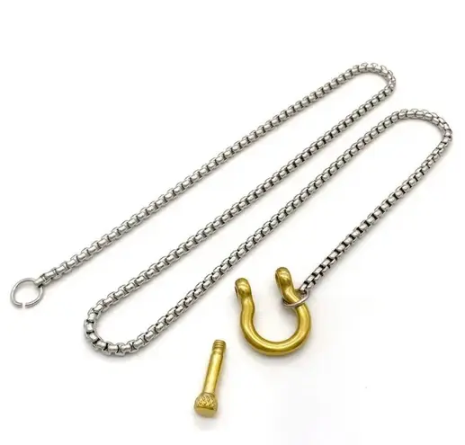 18K Gold Plated Carabiner holder Necklace Stainless Steel womens jewelry