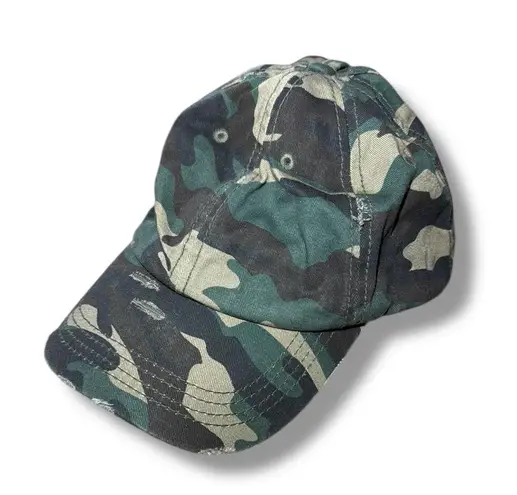 Kbethos Vintage Hat Cap Camo Distressed Green Adjustable Womens