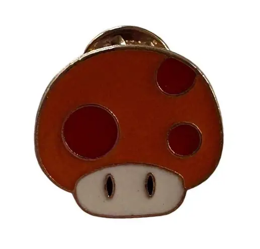 Super Mario Bros Mushroom Enamel Pin Brooch Orange Video Game Retro Collectible
