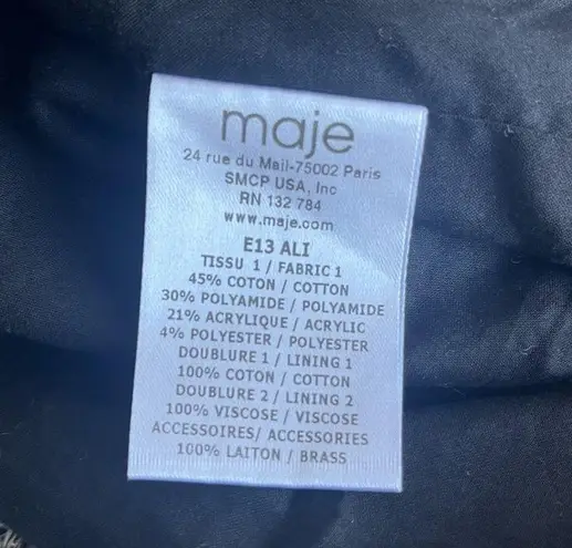 Maje Tweed Women's Moto Blazer Size 38