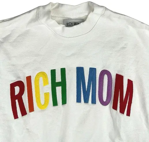 Tinx Rich Mom White Aspen Pride Embroidered Crewneck Pullover Sweatshirt Top M Size M