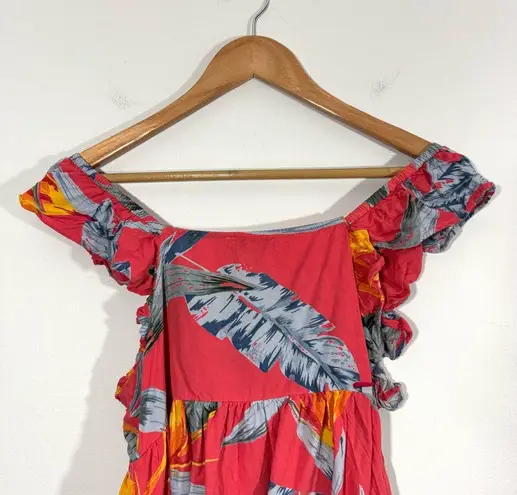Patrons of Peace Tropical Print Ruffled Tank