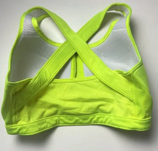 Under Armour  Bright Neon  Athletic Sporty Logo Cross Strap Sports Bra Sz L