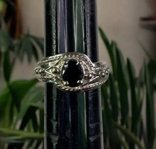 Sterling Silver Sapphire Solitaire Birthstone Ring, Accented Band in Size 7