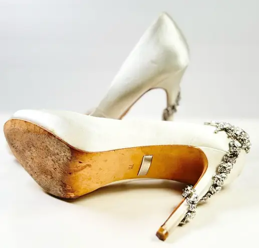 Badgley Mischka Royal Embellished Peep-Toe Evening Pumps Size 7.5