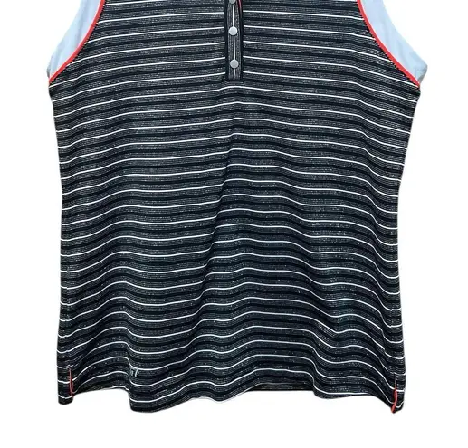 Tail Black white Stripe Henley Snap golf polo tank Top Size Medium