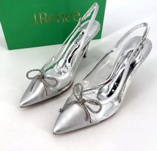 NWT J.Reneé Tadma Glass Slipper Rhinestone Pumps Heels Size 12W Cocktail Wedding Silver