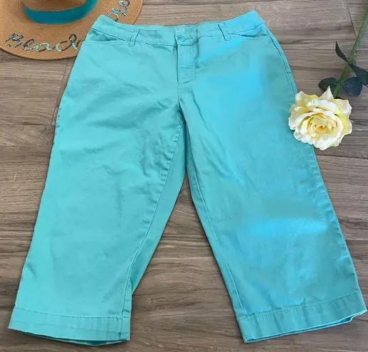 st. john's bay St. John’s Bay Aqua blue crop pants size 14